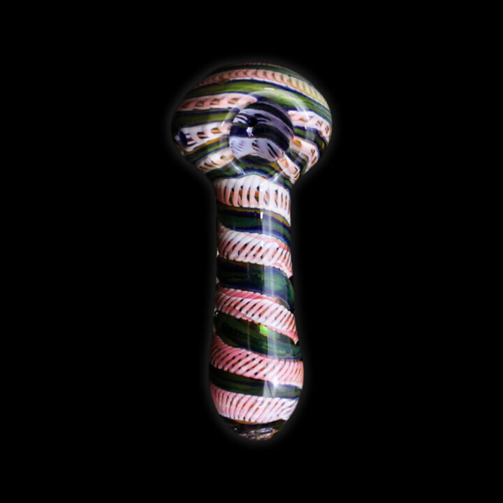 A black background with a striped pipe in the middle.