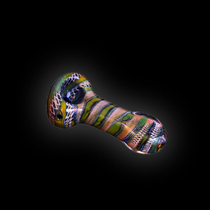 A colorful pipe is shown on the black background.